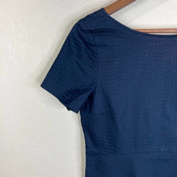 Jil Sander Women Wrap Dress 38 Navy Blue Short Sleeve Knee Length Preppy Capsule - Picture 3 of 12